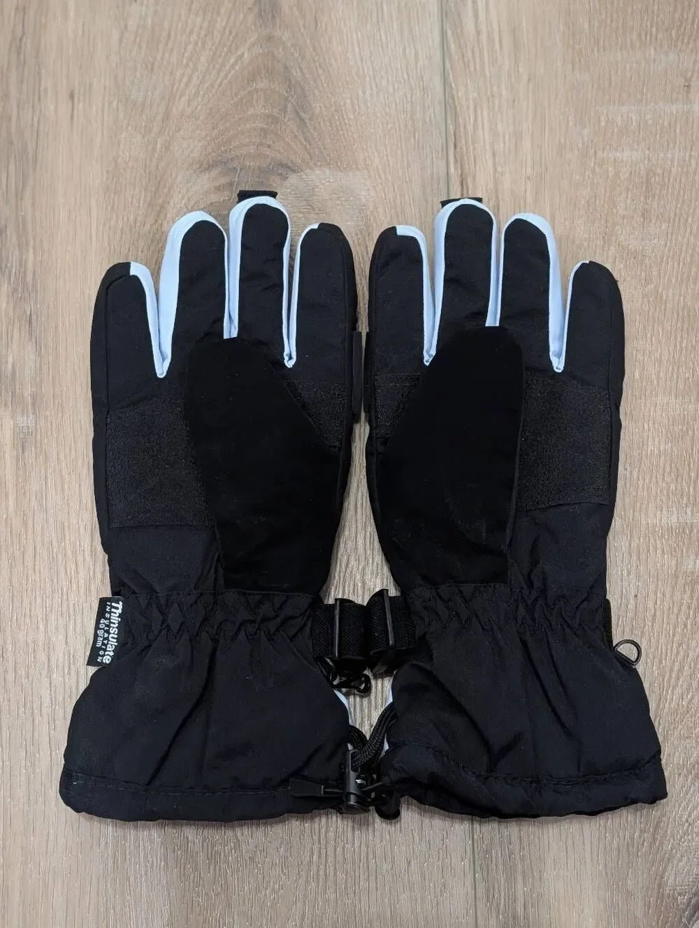 Women's XL Thinsulate 40g Insulated Ski Snowboard Snow Winter Gloves Black Blue